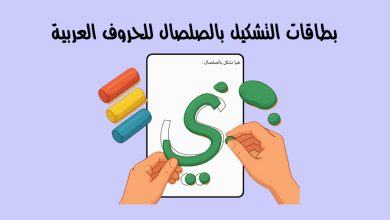 بطاقات التشكيل بالصلصال للحروف العربية