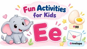 Letter E worksheets for preschool kids with tracing, coloring and matching activities
