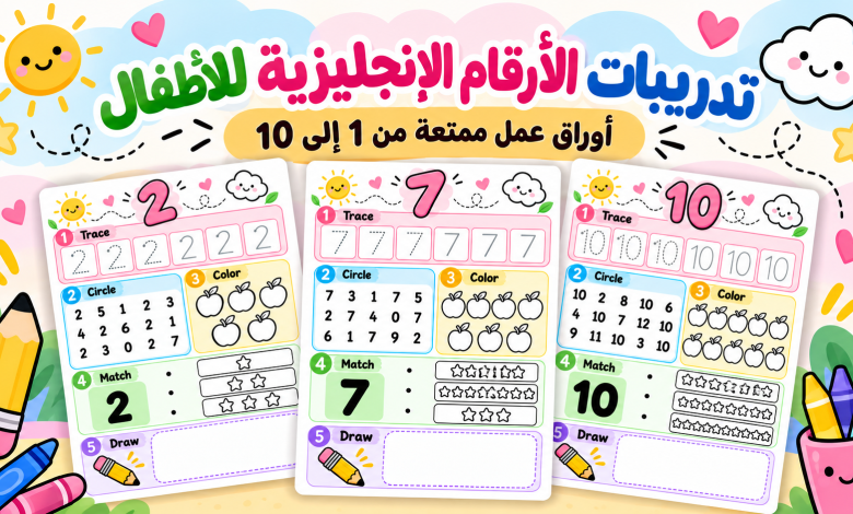 تدريبات الأرقام الإنجليزية للأطفال