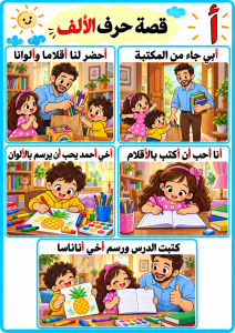 قصة حرف الألف مع العائلة