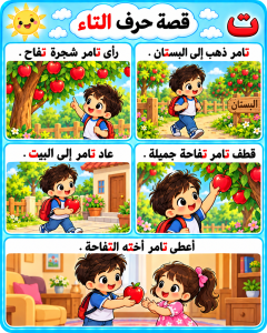 قصة حرف التاء في البستان